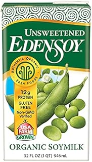 Unsweetened EdenSoy, 32 fl oz, Eden Organic Soymilk, Non-GMO, Vegan