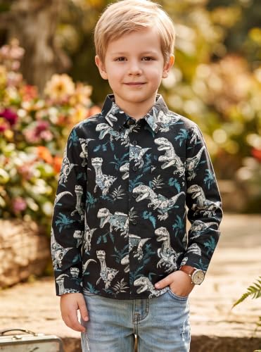 Image of Boys Hawaiian Button Down Shirt, Pure Combed Cotton Short Sleeve Size 3-15Y | Pure Combed Cotton, Smooth 60s yarn, Tagless Label, Pilling-Resistant, Shrink-Resistant, Fade-Resistant, Machine Washable