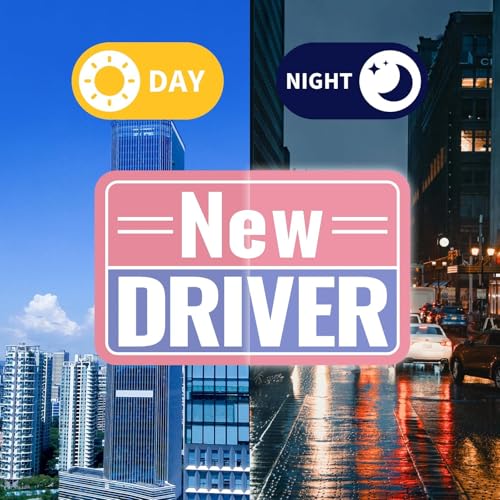 Image of 2 Pack Student Driver Magnet & New Driver Car Magnet - Removable Reflective Stickers No Residue, Automotive Safety Stickers, Magnetic Decal (Pink /Purple-New)