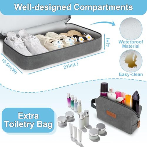 Image of Duffle Bag for Travel, Expandable 50L Canvas Weekender Bag, Overnight Bag Travel Duffel Bag for Men Carry On Luggage with Removable Shoulder Strap, Durable & Water-Resistant