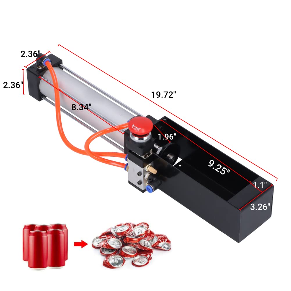 Trituradora De Latas Neumática De Servicio Pesado, Trituradora De Latas Para Reciclaje, Trituradora De Botellas Y Latas De Cilindro De Aire, Para Latas De Aluminio De 12/16 Oz, Botellas, Etc.