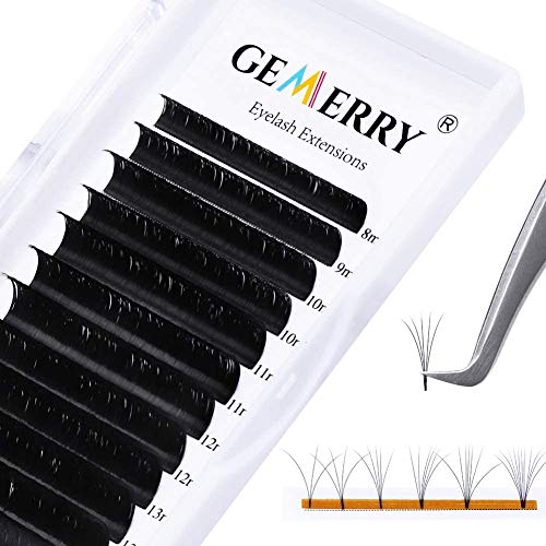 0.03 Easy Fan Volume Lash Extensions C Curl 8-14mm Mixed Tray Rapid Blooming 3D 4D 5D 6D 8D-20D Silk Russian Volume Lashes by GEMERRY (0.03-C Curl-Mix 8-14mm)