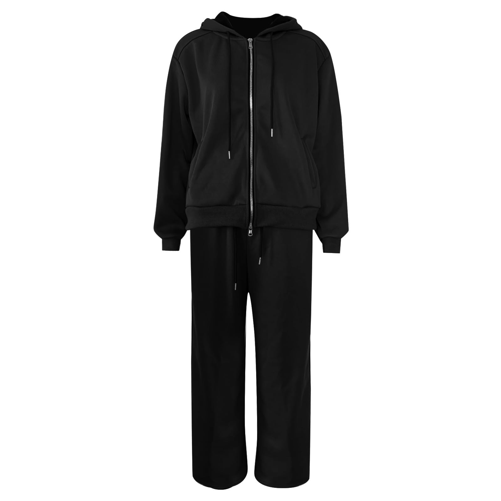 Generico Completo Donna Felpa E Pantaloni,Tuta Sportiva In Pile Con Cappuccio E Due Cerniere Pantaloni Larghi Con Tasche Per Un Abbigliamento Sportivo Comodo E Per Tutti I Giorni