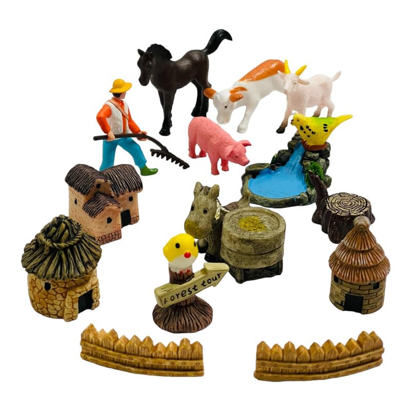 Krisah 15pcs Resin Miniature Village/Farm Doll House Garden Decorative X Small Multi Color (B0CRL546K7) Amazon Price History, Amazon Price Tracker