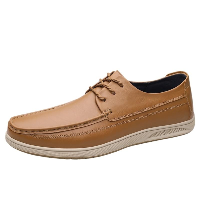Men's Formal Leather Oxford Shoes, Soft Bottom Comfortable Lace-up Dress Shoes for Business & Parties, Anti-Slip Round Toe Casual Shoes