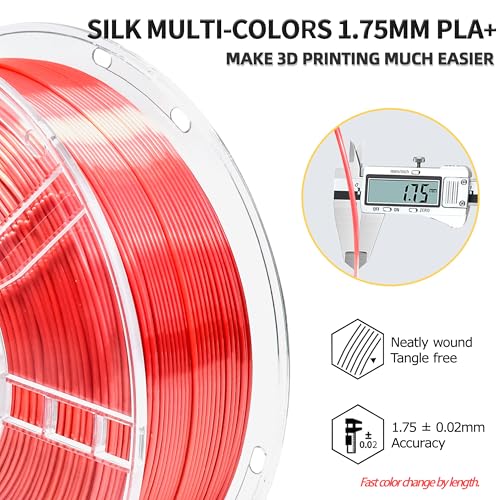 Image of iBOSS Silk PLA Plus Filament 1.75mm Red 1KG, PLA+ 3D Printer Filament Dimensional Accuracy + /- 0.02mm, 1kg Spool(2.2lbs) 3D Printing Filament Fits for Most FDM 3D Printers