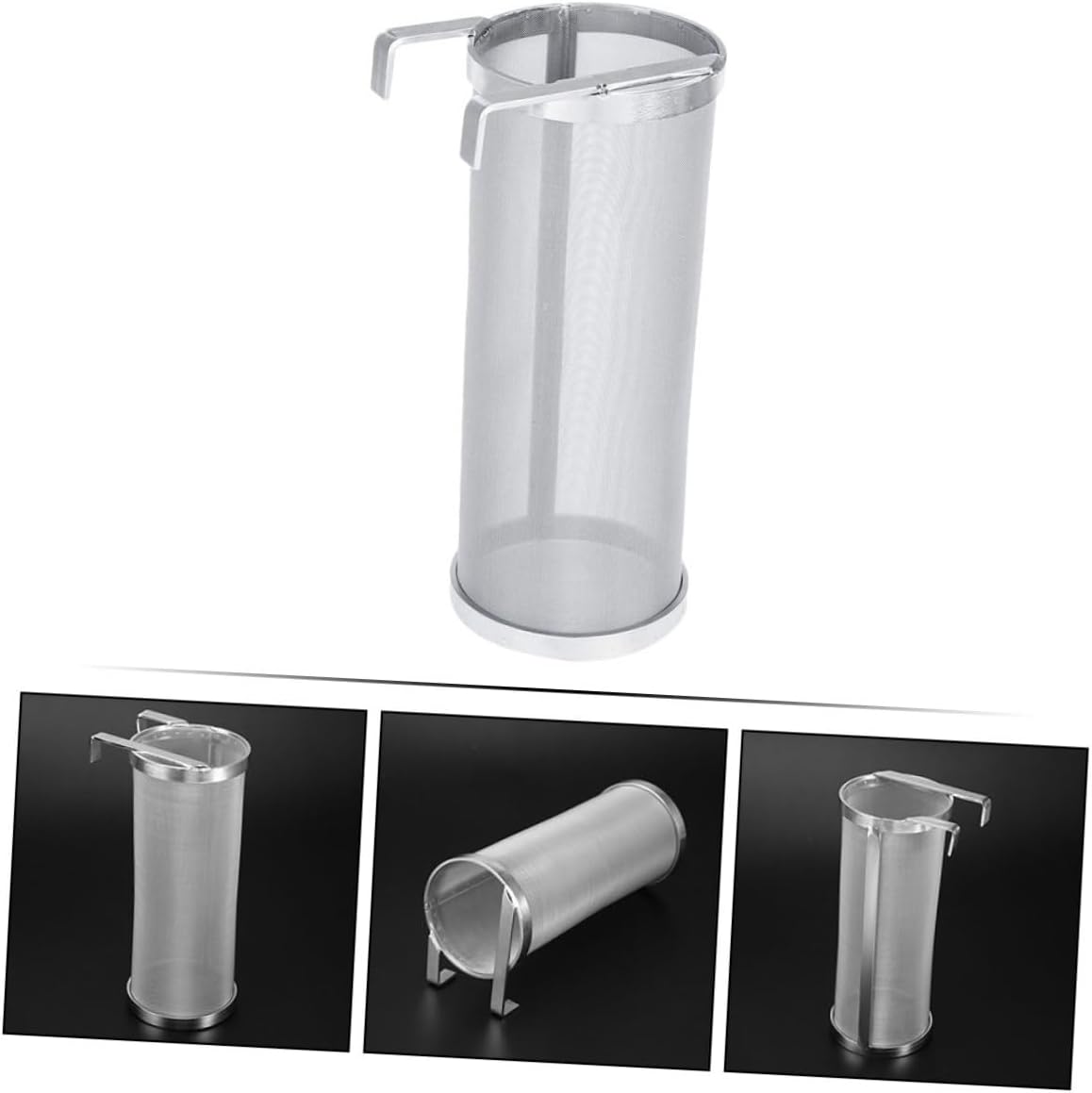 GLEAVI 1Pc Stainless Steel Filter Barrel with Hook Premium Wine Filter Cask for Home Brewing and Design for Easy Hops Straining