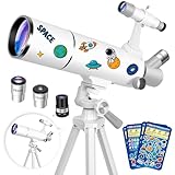 Hawkko Telescope for Adults & Kids – 80mm Aperture 500mm Telescopes for Adults Astronomy, (20X-150X) Portable Refractor Telescope Kit for Beginners with Decorate Stickers, AZ Tripod, Phone Adapter