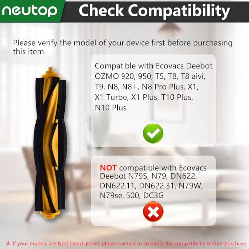 neutop Brush Rollers for Ecovacs Deebot 920 T5 T8 T9 X1 T10 N10, 2-Pack by neutop - Used condition - Image 2