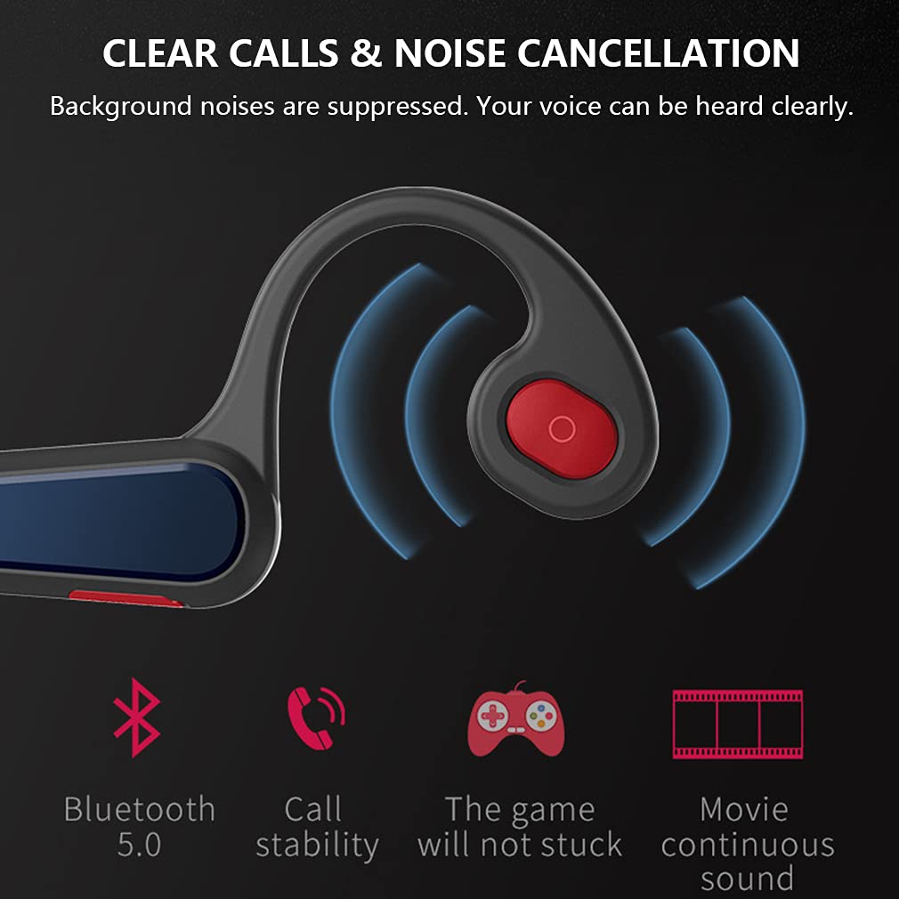 Bezprzewodowe słuchawki Bluetooth z przewodnictwem kostnym, sportowe zestawy słuchawkowe z otwartym uchem, IPX5, wodoodporne, lekkie, bezprzewodowe słuchawki stereo, redukcja szumów, do jazdy,