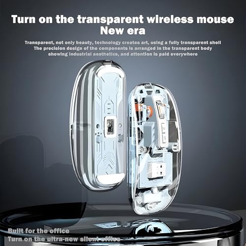 Image of COOLCOLD Rechargeable Wireless Mouse | Dual Mode 2.4GHz & Bluetooth | Silent Click, Transparent Body, RGB Lighting, Battery Indicator | Dual Bluetooth for Laptop, Mac, Windows PC & Computer