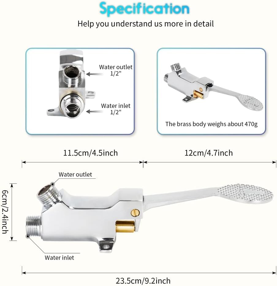 LukLoy Floor Mount Single Pedal Valve inlet and outlet diagram