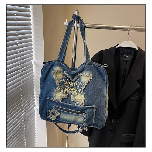 Bolso Tote Denim Retro Y2K con Gran Capacidad miniatura 3