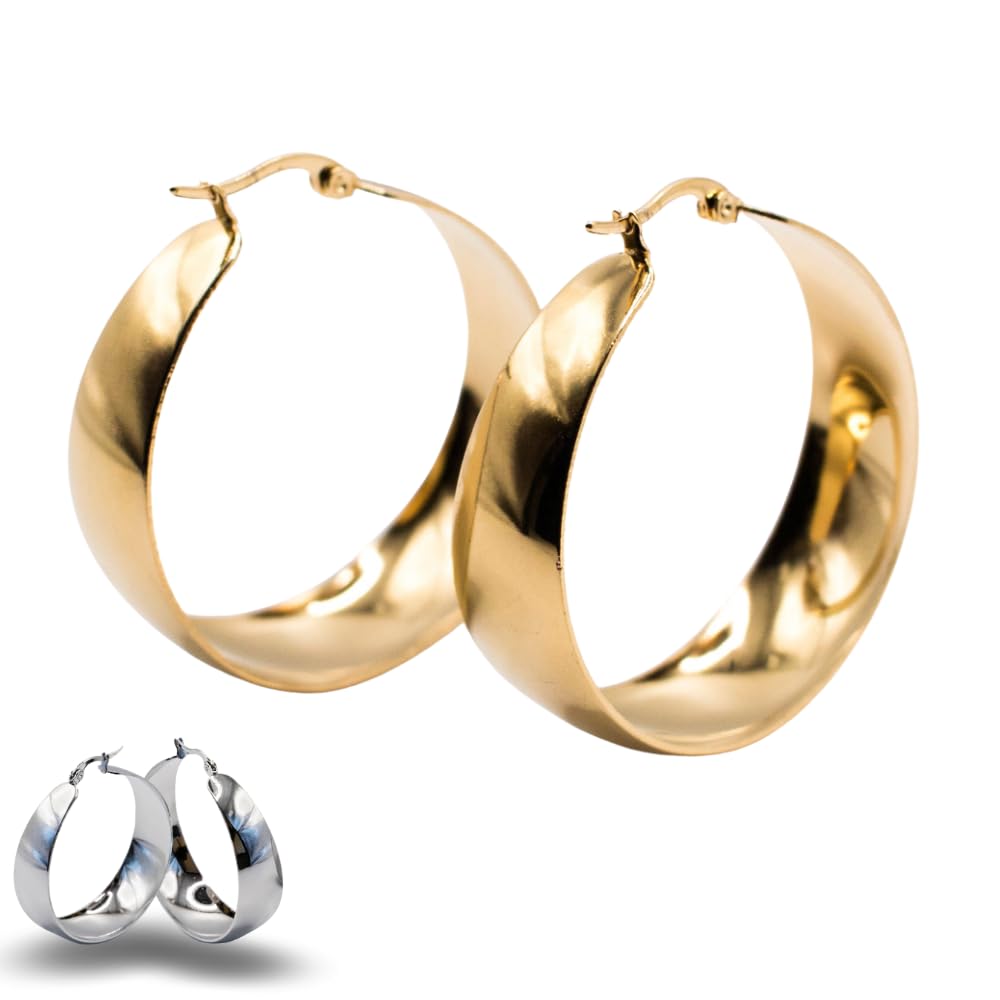 MAJALE Pendientes Aro Mujer Dorados y Plateados | Estilo Criolla, Pendientes Acero Inoxidable Mujer | Pendientes Mujer Plata | Aros Dorados | Pendientes Mujer Oro | Pendientes Dorados