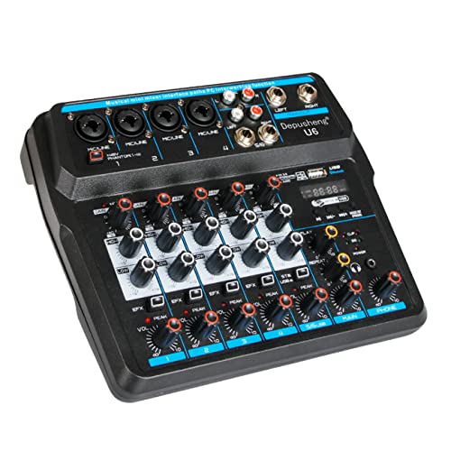 Depusheng U6 Audio Mixer 6-channel USB Audio Interface Mixer, DJ Sound ...