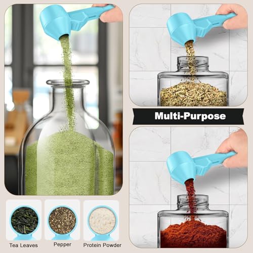 Image of Coffee Scoop & Funnel for Reusable K Cup Refillable Coffee Pods, Coffee Measuring Spoon 2 Tablespoon Capacity, Scoop with Funnel for Ground Coffee, Protein Powder, Tea (Blue, 2 Pack)