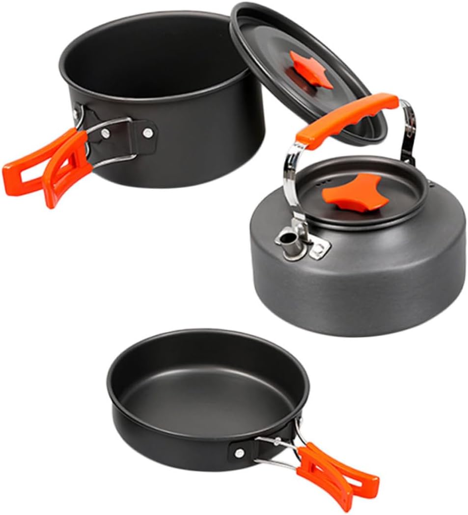1 Set Portable Camping Cookware Set for People Outdoor Picnic Cooking Pots and Utensils Essential Hiking Cooking Gear Lightweight and Convenient for Camping BBQ and Outdoor