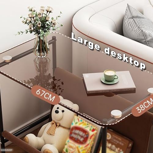 Table basse verre trempé anti-encombrement avec double rangement stable - 3