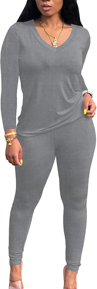 PINSV Womens Tracksuits 2 Piece Outfits Sweatsuit Long Sleeve Top Jogger Legging Pants Sets