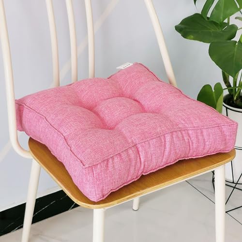 Genérico Cojín de Asiento para Silla, Acolchado Grueso/Cojín de Suelo para Interior y Exterior para casa, jardín, Oficina y Asientos de Coche (Rosa, 1 unidad-40x40cm)