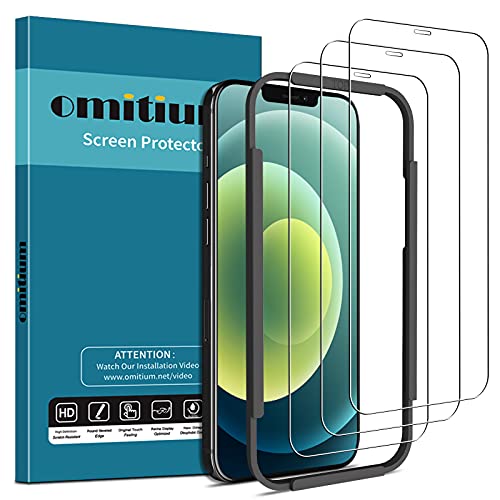 omitium Volledig Screenprotector voor iPhone 12 Mini (5,4"), [3 stuks] iPhone 12 Mini Pantserglasfolie [met Positionering Hulp] 9H gehard glas Bubble-free beschermfolie iPhone 12 Mini Schermbeschermer