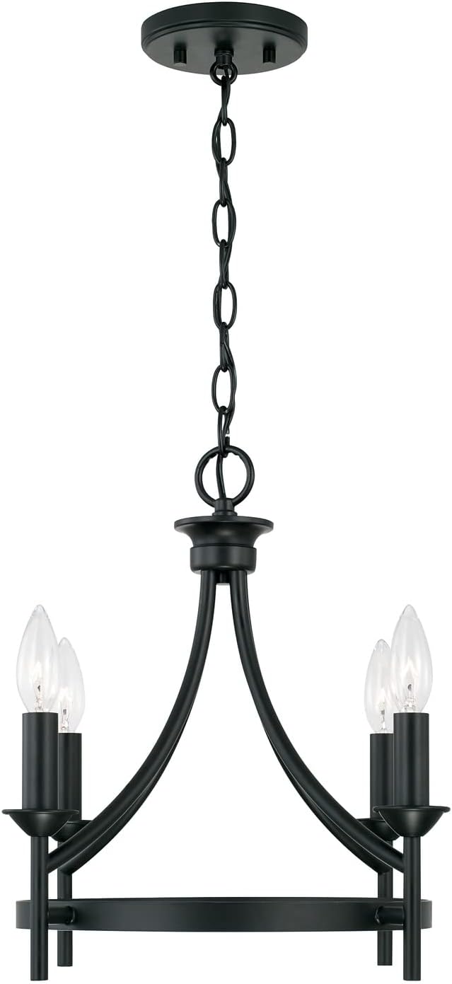 Capital Lighting 242041MB Peyton Industrial Candle Convertible Pendant/Semi Flush Ceiling Light Fixture, 4-Light 240 Total Watts 16" H x 16" W, Matte Black