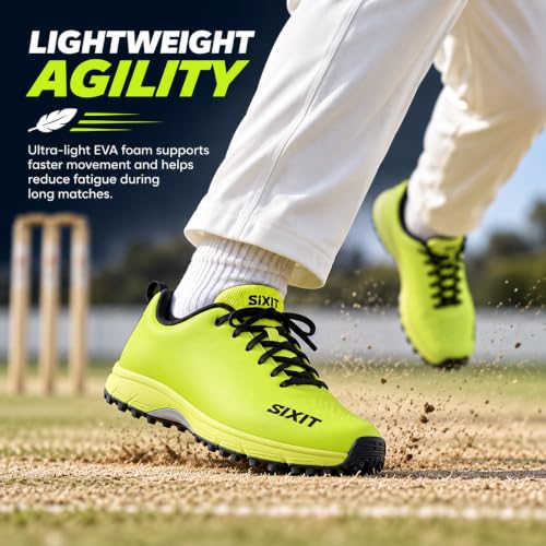 Image of Sixit SeamTech Cricket Shoes for Men, Lightweight Breathable Air Mesh, EVA Cushioning and Rubber Stud Grip