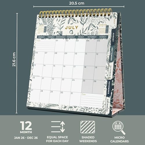 Boxclever Press Desk Calendar 2026. Freestanding 2026 Calendar runs Jan - Dec’26. Stunning 2026 Desk Calendar to Manage Busy Schedules. Desktop Calendar 2026-22.5 x 20.5cm