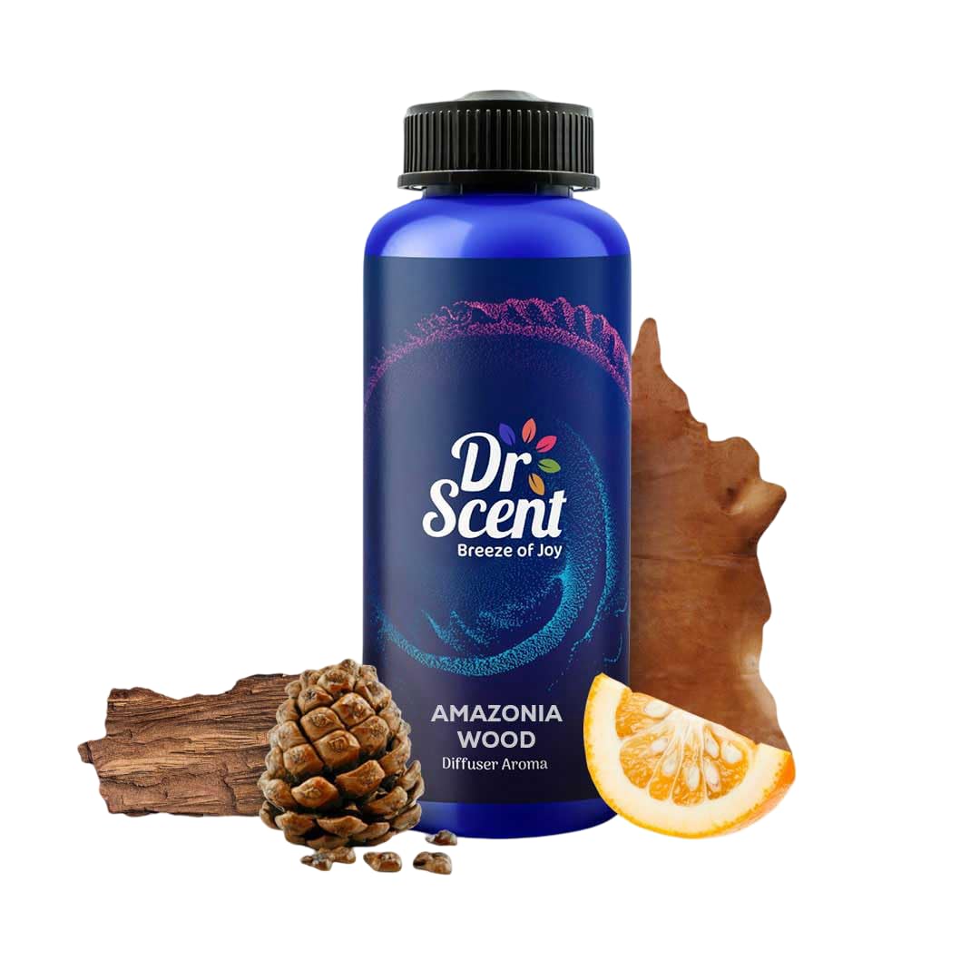 Dr-Scent Diffuser Aroma Oil Amazonia Wood - Bergamot, Orange peel, Leather, Balsamic, Woody, Cedarwood and Vanilla Notes | for Offices, Homes, Shops, Hotel Rooms & Big Lobbies(1000ml)