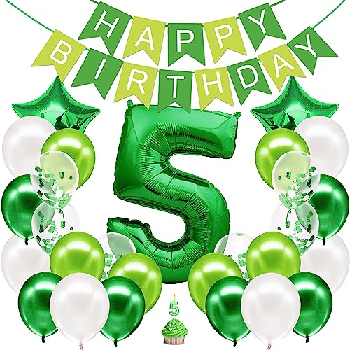 DIWULI Gamer Ballon-Deko Für 5. Geburtstag – Grüne Zahl 5 & Happy Birthday Ballons