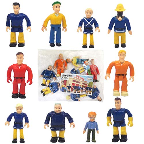 FUNERICA Set of 10 Fireman and Family People Toy Figures | Fireman /Firehouse Toy for Kids | Fireman Party Supplies Figurines