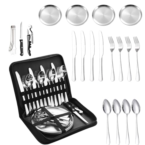 20-Piece Stainless Steel Camping Utensil Set for 2 People