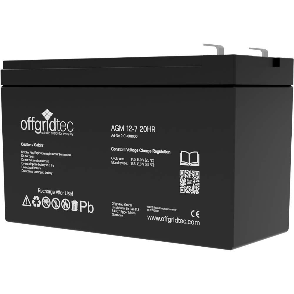 Offgridtec Offgridtec 7Ah 12V AGM VRLA Bleiakku – Zyklenfest USV Ersatz