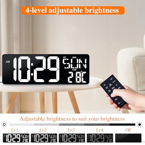 KRSTIR 17.2" Digital Wall Clock, LED Wall Clock with Remote Control Large Display Count Up & Down Timer, Adjustable Brightness Alarm Clock with Day/Date/Temperature for Home, Gym, Office - Cosy Home Interiors KRSTIR 17.2" Digital Wall Clock, LED Wall Clock with Remote Control Large Display Count Up & Down Timer, Adjustable Brightness Alarm Clock with Day/Date/Temperature for Home, Gym, Office - Image 5