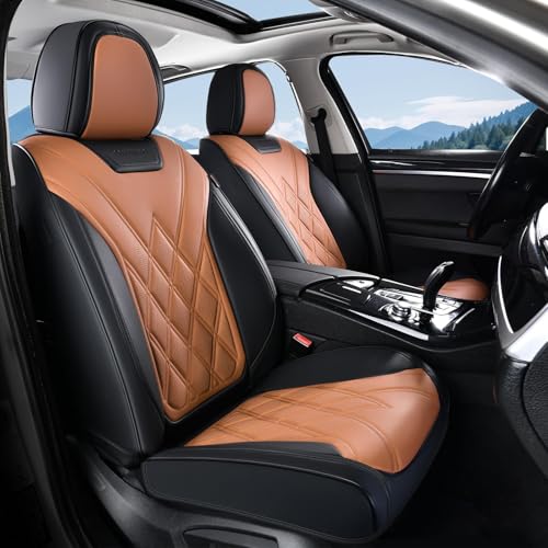 Image of Coverado Car Seat Covers, Front Covers for Cars, Car Seat Cover Front Seats, Automotive Seat Cover, Waterproof, Leather Car Seat Cushion, Universal Interior Covers Seat Protectors for Most Cars