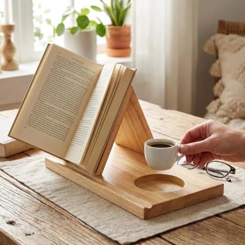 Buchständer Holz,Dreieckiges Lesepult,Geschenke für leseratten,für Bücher,Tablets und E-Reader,Lesen,Nachttisch und Bücherregal,Buchhalter für Schreibtisch