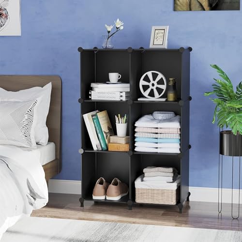 Image of KRISHYAM Collapsible Wardrobe Organizer with Doors & Open Box Storage, DIY Cube Closet Cabinet for Clothes, Toys, Books, Bags & Bedroom Storage