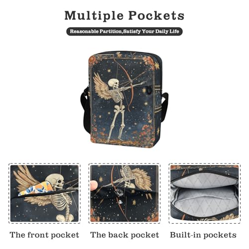 Boho Skeleton Flower messenger bag for men mens shoulder bags crossbody Woman Handbag Shoulder Strap Adjustable Strap for Outdoor Daily Shopping2