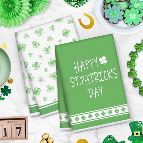 St-Patricks-Day-Kitchen-Towels-Dish-Towels-Green-Shamrock-Clover-Holiday-Hand-Towel-for-Kitchen-Polyester-Drying-Tea-Towel-Set-of-2-St-Patricks-Day-Spring-Decor-Housewarming-Irish-Gifts-17×26-Inch St Patricks Day Kitchen Towels Dish Towels Green Shamrock Clover Holiday Hand Towel for Kitchen Polyester Drying Tea Towel Set of 2 St Patricks Day Spring Decor Housewarming Irish Gifts 17×26 Inch