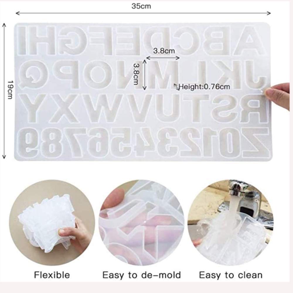 Perfect Pricee Transparent Alphabet Number Silicone Resin Casting Epoxy Mold for Making Resin Without Hole House Number Pendant Jewelry , DIY Molds & Art Craft Projects