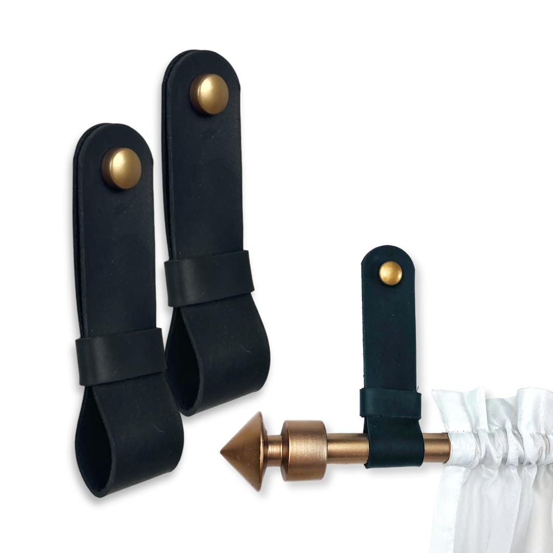 Leather Curtain Rod Brackets - Minimalist Design -25 Leather Curtain Rod Brackets - Minimalist Design -25
