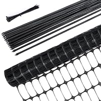 Ohuhu Begrenzungszaun mobiler Zaun 30m lang 1m hoch mit 25 Pfähle, Engmaschig Hundezaun, Absperrzaun, Steckzaun Kleintiernetz Gartenzaun ideal für Garten, Haus, Hof, Schwarz