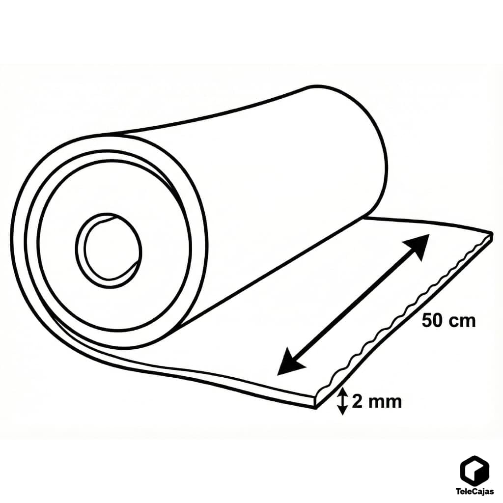 TELECAJAS | 40 Rollos Foam 50 cm x 10 m de 2 mm de espesor | Material: Espuma de polietileno | Pack de 40 bobinas