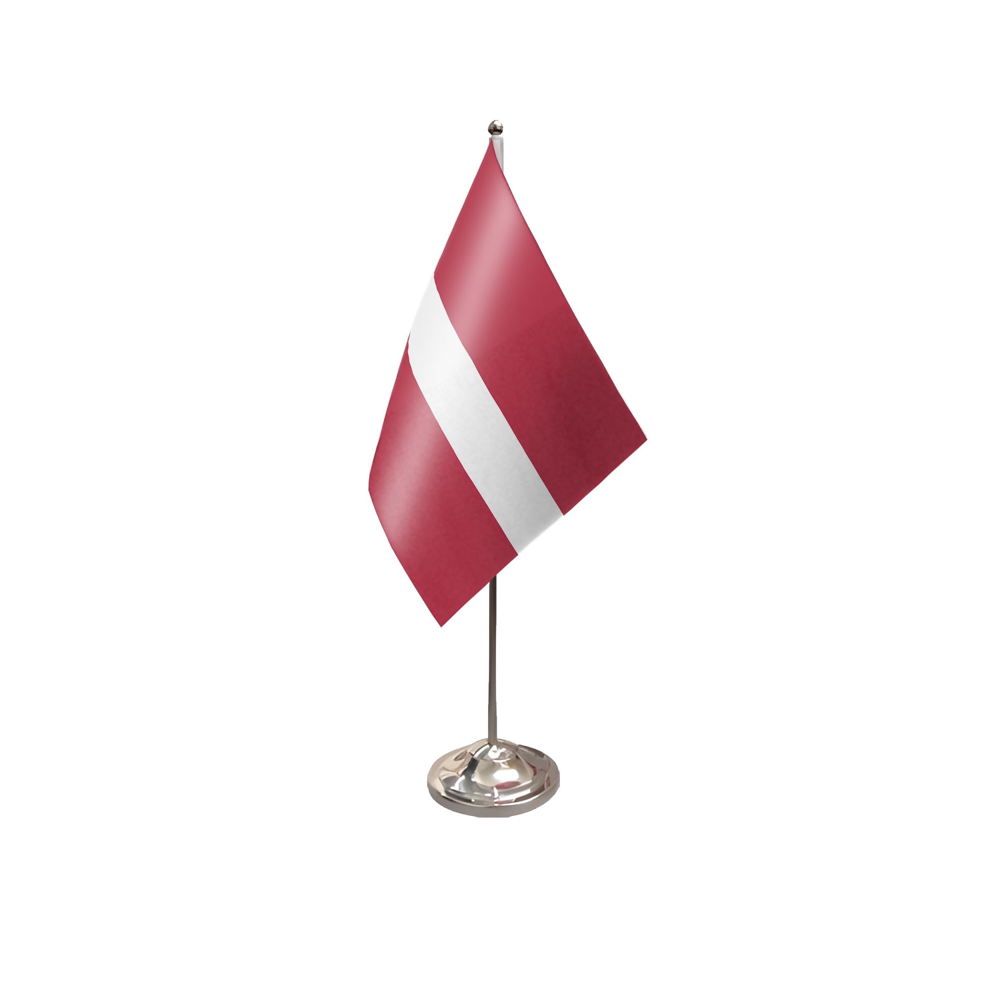Flagtex Latvia Satin Table Flag With Chrome Pole & Base