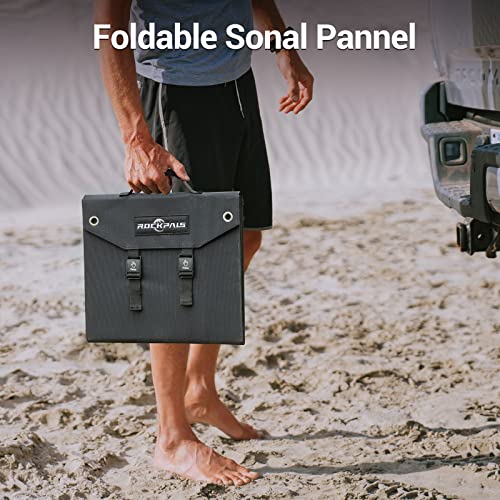 Rockpals Foldable Solar Panel 60W Sp002 Portable Solar Panel Charger For Jackery/Bluetti/Ecoflow/Flashfish Power Station, Ip65 Waterproof Solar Panel With Qc3.0,Usb-C For Camp/Rv/Off Grid/Phone/Tablet #TOP4