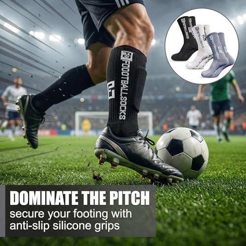 NiceNaiils 3 Paires chaussette antidérapante foot, Chaussette Antidérapante Foot Chaussettes Antiderapantes Homme Femme, chaussette foot, EU 39-46 Chaussette Sport pour Football Basket Rugby Trekking – vue 3