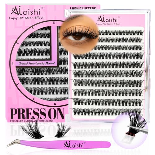 AILAISHI Extension Ciglia Autoadesive Nessuna Colla, 200 Ciuffetti Ciglia Finte DIY 8-18mm, 40D Curl D Fluffy Ciglia Finte Naturali, con Pinzette – Applikazione in Secondi