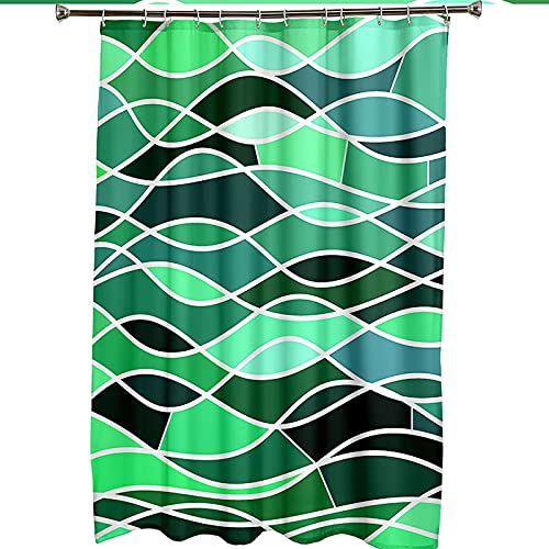 Rideau de douche 165x200cm vert à rayures ondulées en polyester KnSam