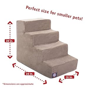   Majestic-Pet-4-Step-Suede-Portable-Dog-Stairs-for-Small-Dogs-to-get-on-Bed-Supports-25-lbs-or-Less--Dog-Steps-for-High-Bed-with-Machine-Washable-Cover--Pet-Stairs-for-Cats-Stone