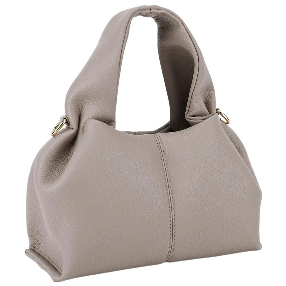ZBDZSW Cloud Pouch Bag Dumpling Clutch Purse Handbag Leather Tote Shoulder Retro Crossbody Bag Top Handle with Removed Strap Brown